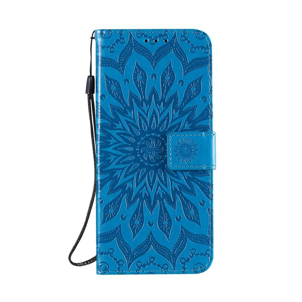 Anymob Samsung Case Ocean Blue Flower Luxury Wallet Phone Flip Leather Cover With Card Slot Protection-Mobile Phone Cases-PEROZ Accessories