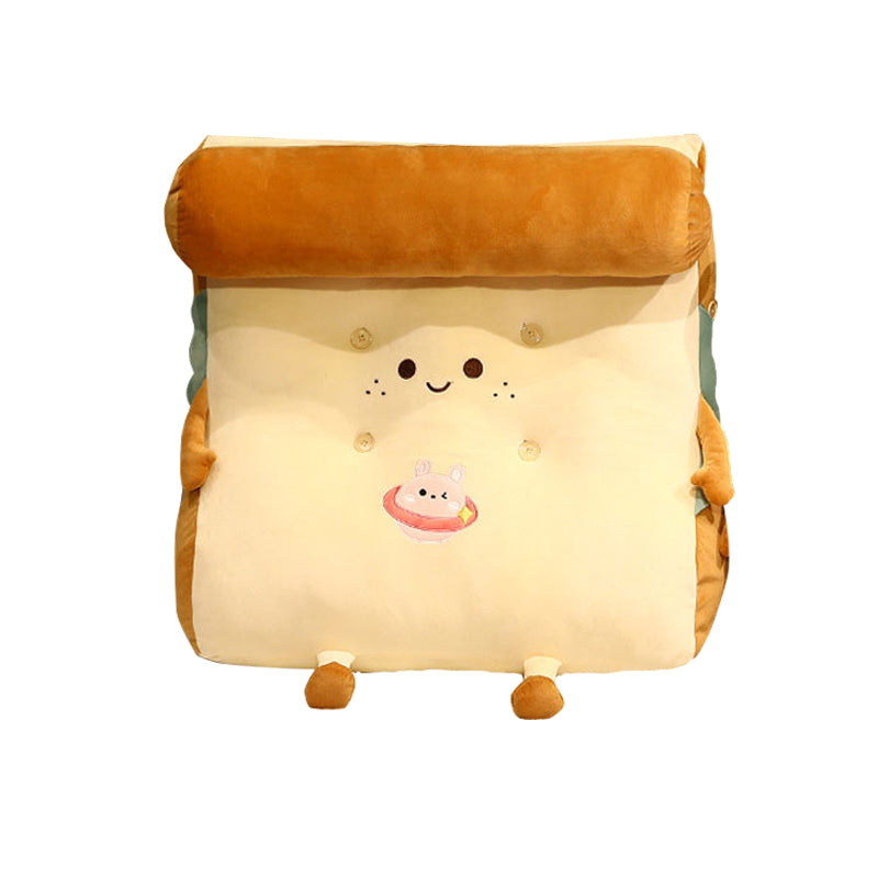 SOGA Smiley Face Toast Bread Wedge Cushion Stuffed Plush Cartoon Back Support Pillow Home Decor-PEROZ Accessories