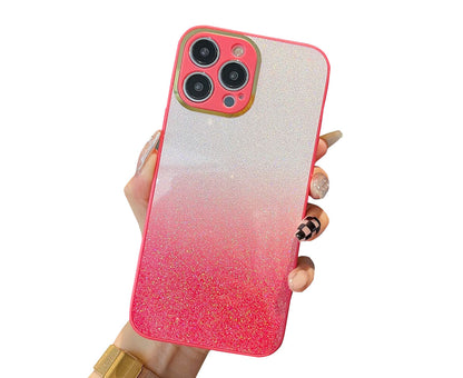 Anymob iPhone Case Red Gradient Glitter Bling Case Protective Soft Silicone Mobile Cover For iPhone 14 11 12 13 Pro Max X XR XS Max 7 8 Plus SE 2020-Mobile Phone Cases-PEROZ Accessories