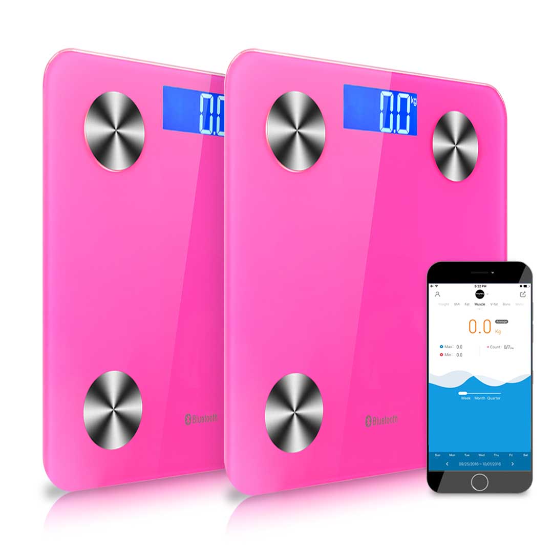 SOGA 2X Wireless Bluetooth Digital Body Fat Scale Bathroom Health Analyser Weight Pink-Body Weight Scales-PEROZ Accessories
