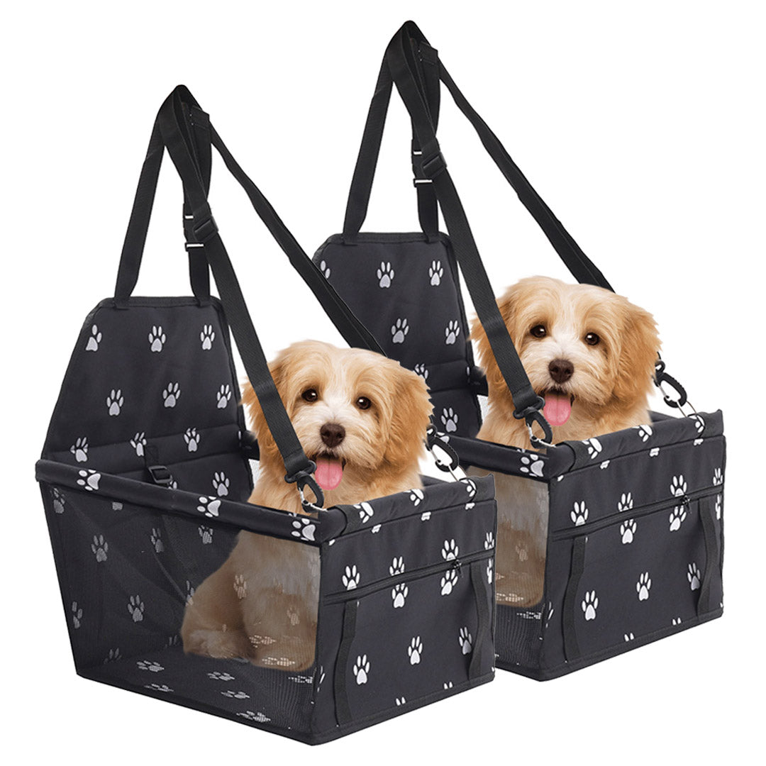 SOGA 2X Waterproof Pet Booster Car Seat Breathable Mesh Safety Travel Portable Dog Carrier Bag Black-Pet Carriers &amp; Travel Products-PEROZ Accessories