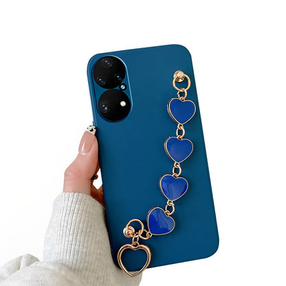 Anymob Huawei Phone Case Royal Blue Heart Shape Strap Soft Silicone Back Cover- P40 Lite P50 P30 P20 Pro Mate 20 Lite P Smart 2021-Mobile Phone Cases-PEROZ Accessories