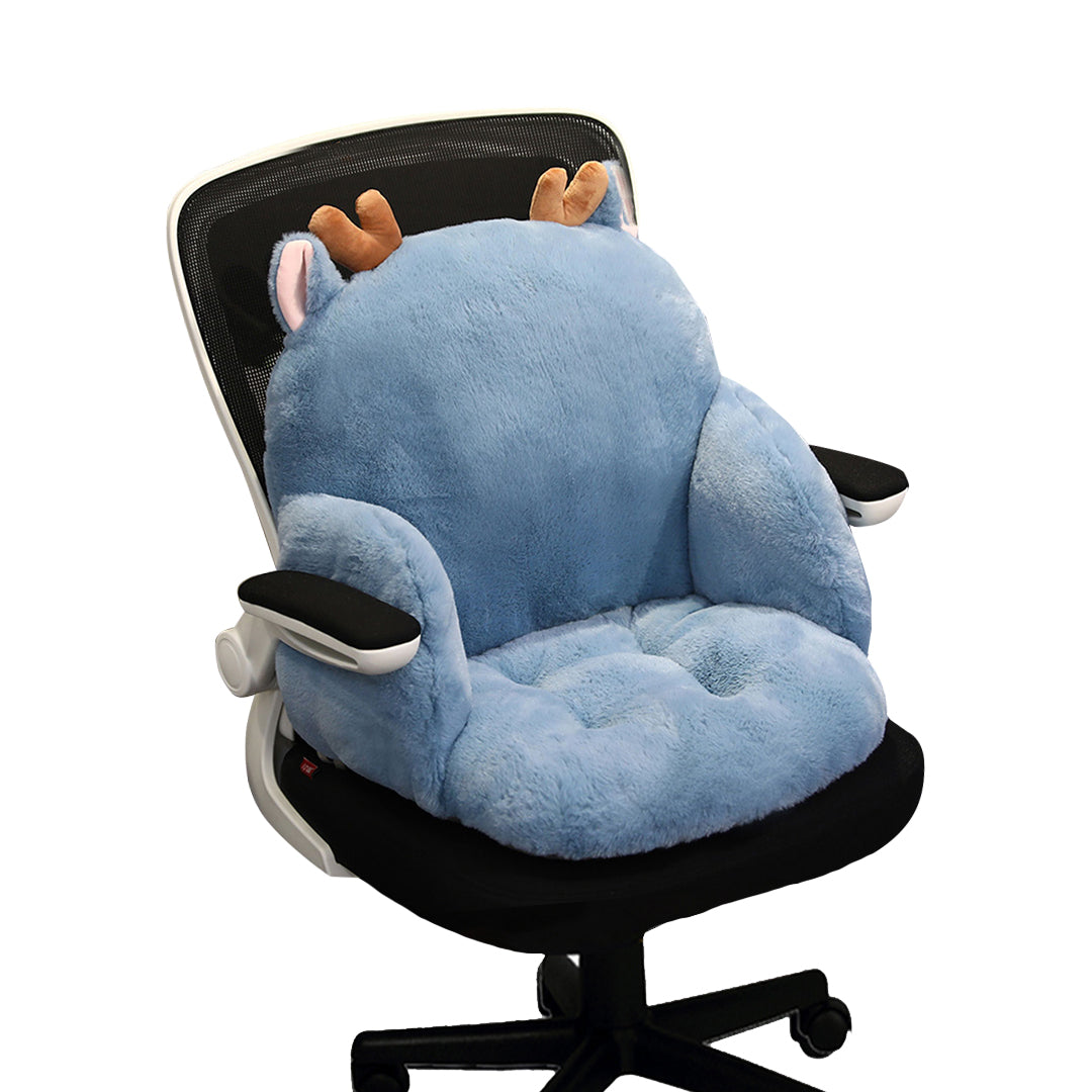 SOGA Blue Deer Shape Cushion Soft Leaning Bedside Pad Sedentary Plushie Pillow Home Decor-Chair &amp; Sofa Cushions-PEROZ Accessories