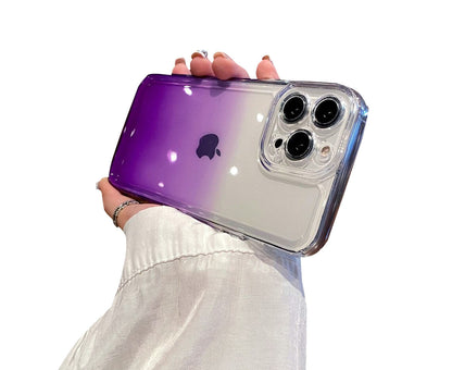 Anymob iPhone Case Purple Gradient Transparent Shockproof Camera Protection Mobile Cover iPhone13 12 11 X XR XS Pro Max-Mobile Phone Cases-PEROZ Accessories