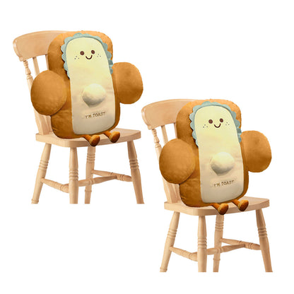 SOGA 2X 48cm Smiley Face Toast Bread Cushion Stuffed Car Seat Plush Cartoon Back Support Pillow Home Decor-Chair &amp; Sofa Cushions-PEROZ Accessories