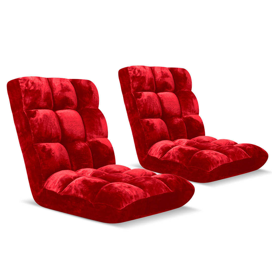 SOGA 2X Floor Recliner Folding Lounge Sofa Futon Couch Folding Chair Cushion Red-Recliner Chair-PEROZ Accessories
