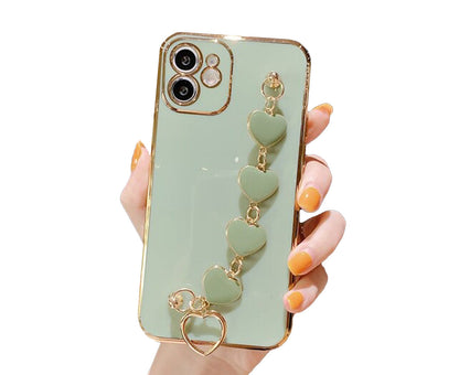 Anymob iPhone Case Green Heart Bracelet Colorful Electroplating Silicone Mobile Cover iPhone 13 11 12 Pro Max X XR XS Max Compatible-Mobile Phone Cases-PEROZ Accessories