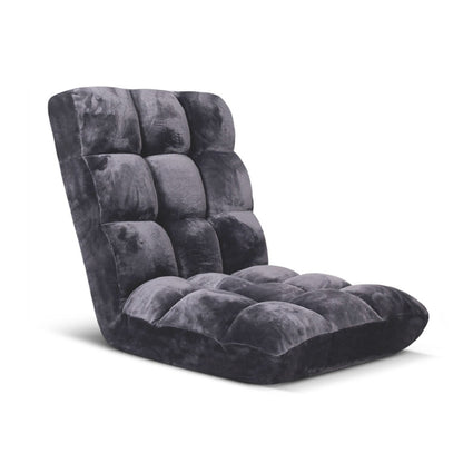 SOGA Floor Recliner Folding Lounge Sofa Futon Couch Folding Chair Cushion Grey-Recliner Chair-PEROZ Accessories