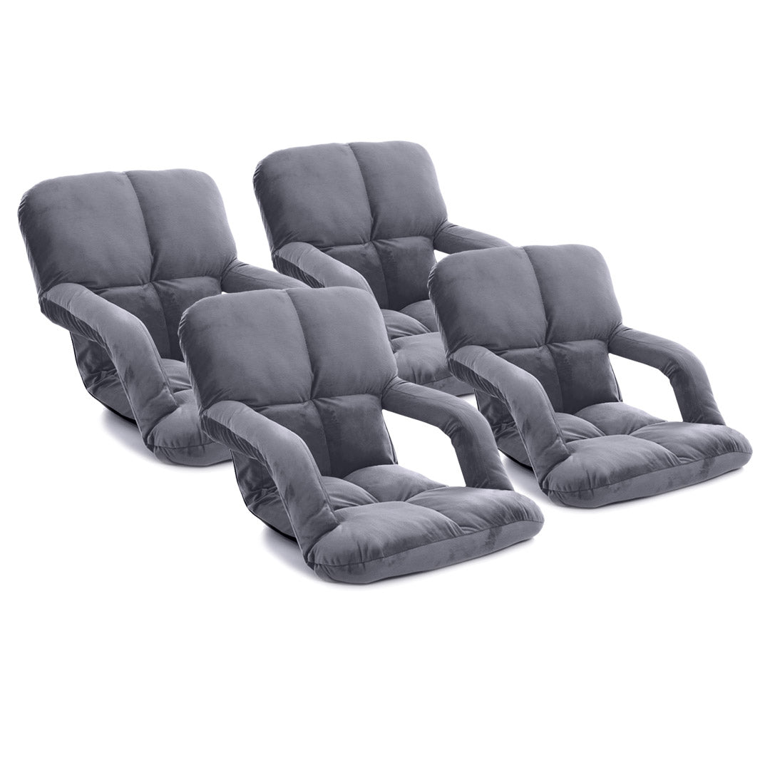 SOGA 4X Foldable Lounge Cushion Adjustable Floor Lazy Recliner Chair with Armrest Grey - Kid-Recliner Chair-PEROZ Accessories