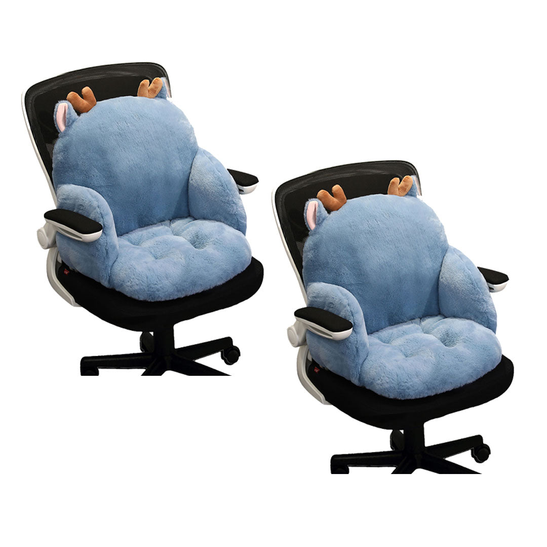 SOGA 2X Blue Deer Shape Cushion Soft Leaning Bedside Pad Sedentary Plushie Pillow Home Decor-Chair & Sofa Cushions-PEROZ Accessories