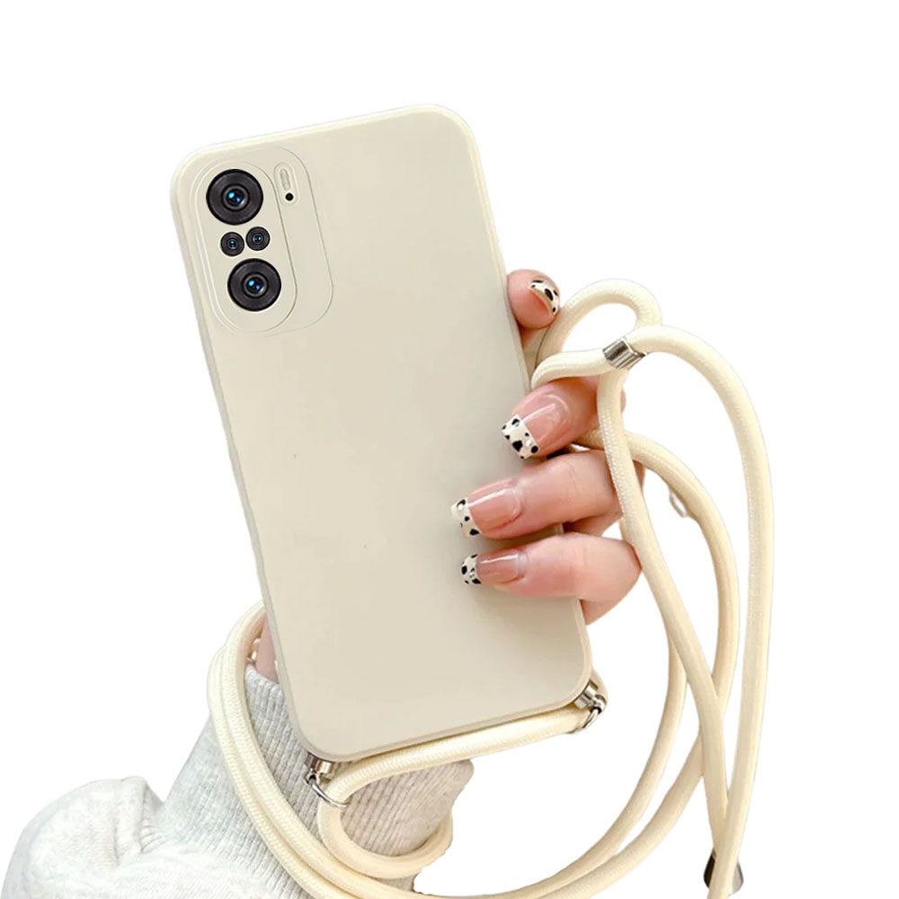 Anymob Xiaomi Phone Case Beige Crossbody Lanyard Soft Silicone For Mi 11T Pro 11 Lite Redmi Note 10 9 Pro Max 10S 9T Mi POCO X3 Compatible-Mobile Phone Cases-PEROZ Accessories