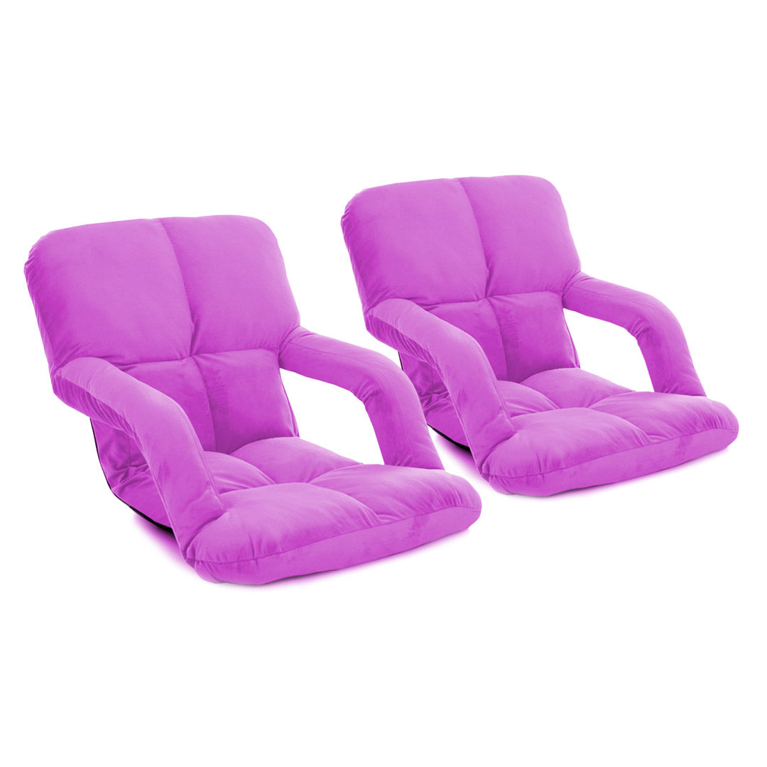 SOGA 2X Foldable Lounge Cushion Adjustable Floor Lazy Recliner Chair with Armrest Purple - Kid-Recliner Chair-PEROZ Accessories