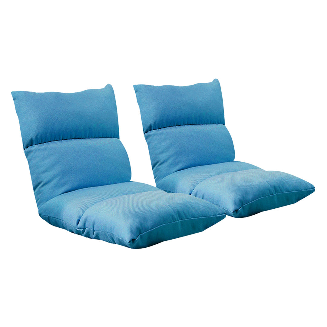SOGA 2X Lounge Floor Recliner Adjustable Lazy Sofa Bed Folding Game Chair Blue-Recliner Chair-PEROZ Accessories
