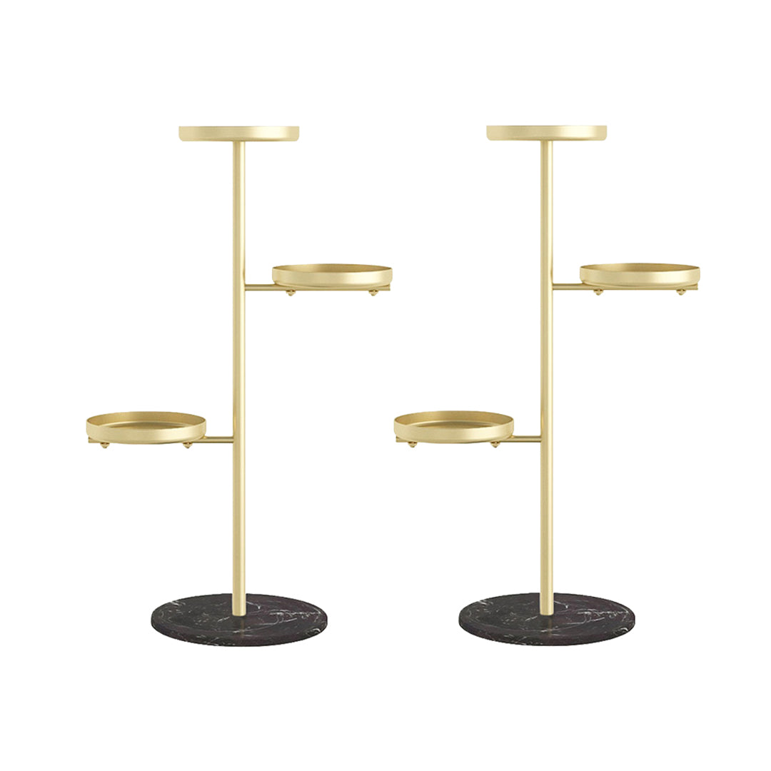 SOGA 2X 3 Tier Gold Round Plant Stand Flowerpot Tray Display Living Room Balcony Metal Decorative Shelf-Indoor Pots, Planters and Plant Stands-PEROZ Accessories