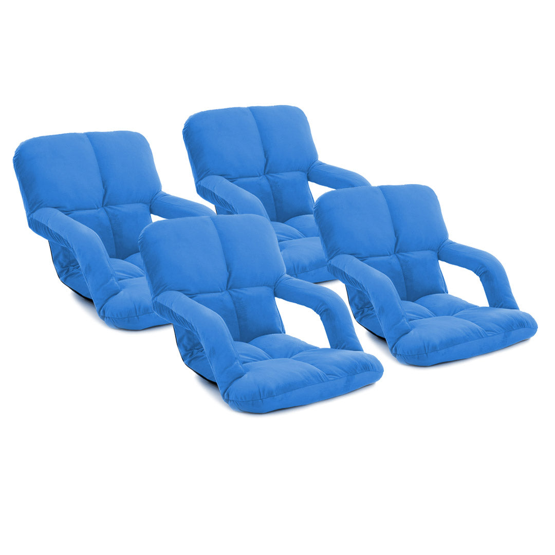 SOGA 4X Foldable Lounge Cushion Adjustable Floor Lazy Recliner Chair with Armrest Blue - Kid-Recliner Chair-PEROZ Accessories