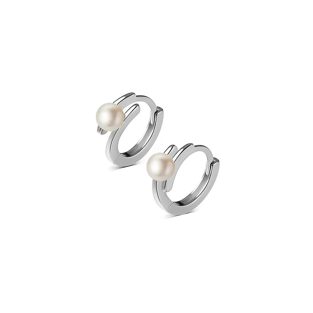 Anyco Fashion Earrings Sterling Silver Trendy Statement Natural Pearl Circle Hoop for Women Huggies Pendiente Fine Piercing Jewelry-Earrings-PEROZ Accessories