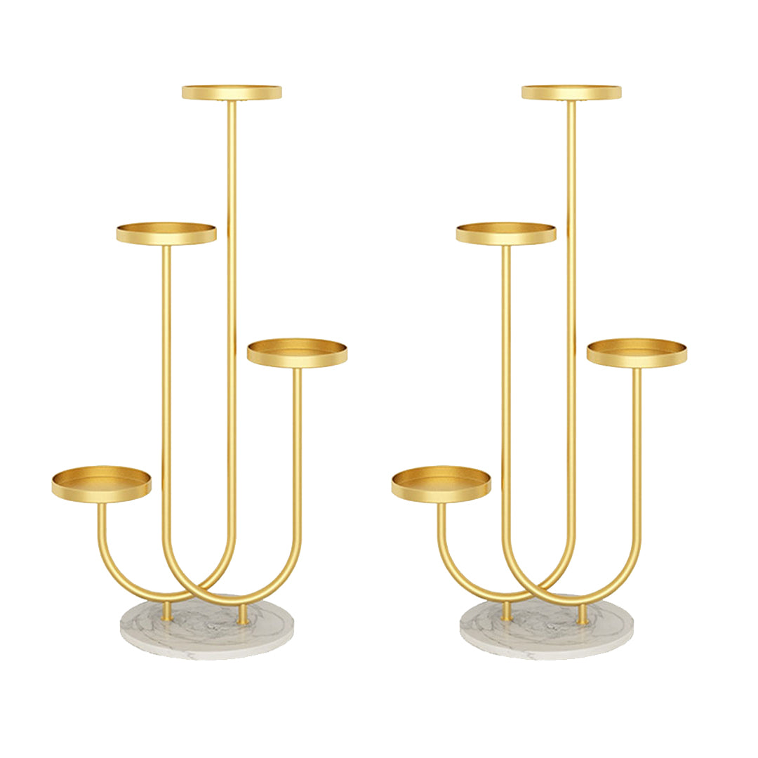SOGA 2X U Shaped Plant Stand Round Flower Pot Tray Living Room Balcony Display Gold Metal Decorative Shelf-Indoor Pots, Planters and Plant Stands-PEROZ Accessories