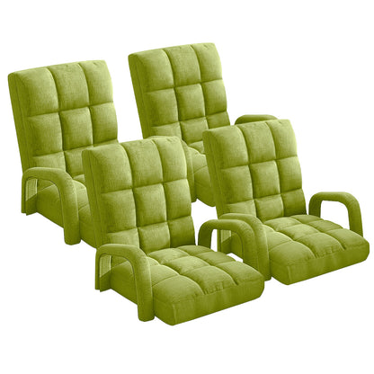 SOGA 4X Foldable Lounge Cushion Adjustable Floor Lazy Recliner Chair with Armrest Yellow Green-Recliner Chair-PEROZ Accessories