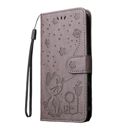 Anymob Samsung Case Gray Flip Leather 3D Cat Embossed PU Leather Wallet Cover Protection-Mobile Phone Cases-PEROZ Accessories
