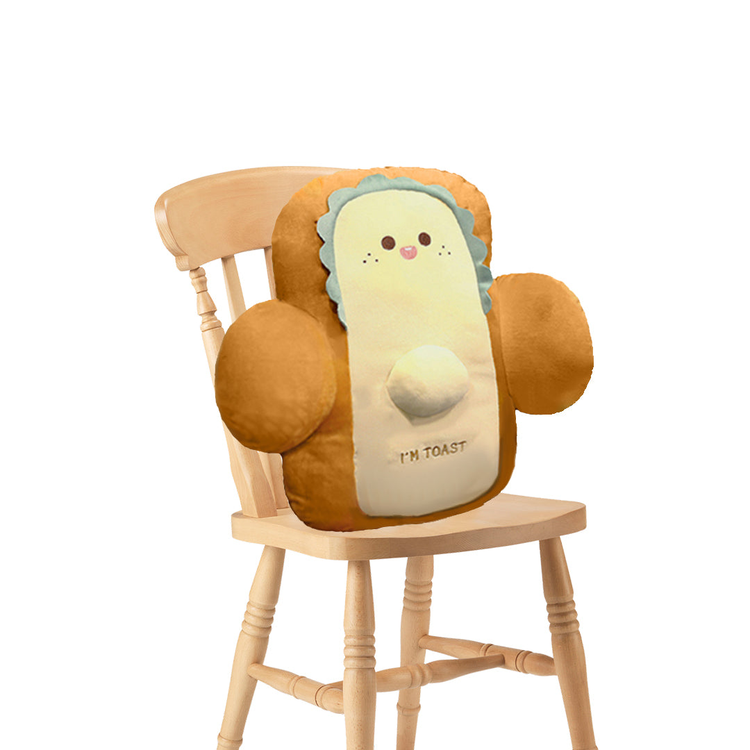 SOGA 48cm Cute Face Toast Bread Cushion Stuffed Car Seat Plush Cartoon Back Support Pillow Home Decor-Chair &amp; Sofa Cushions-PEROZ Accessories