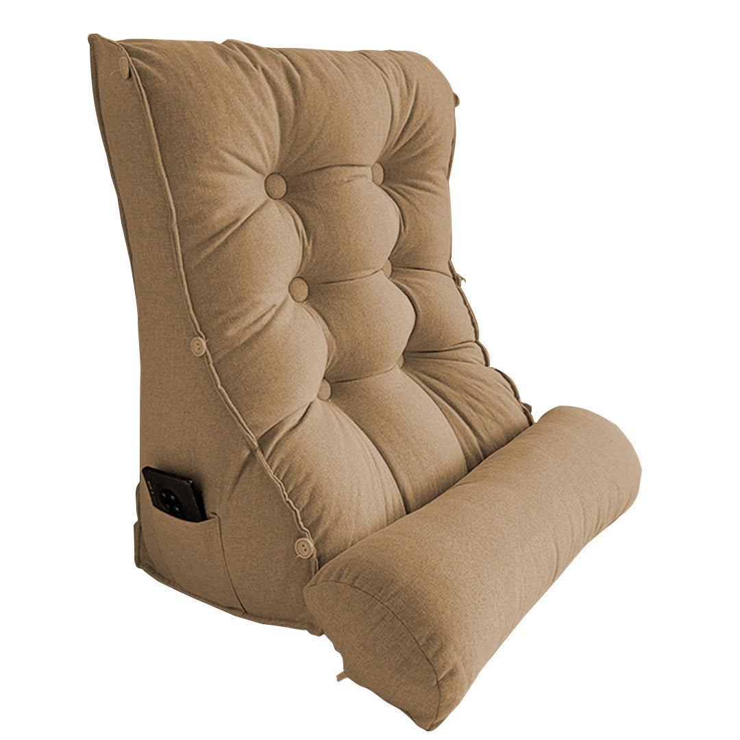 SOGA 60cm Khaki Triangular Wedge Lumbar Pillow Headboard Backrest Sofa Bed Cushion Home Decor-Headboard Pillow-PEROZ Accessories