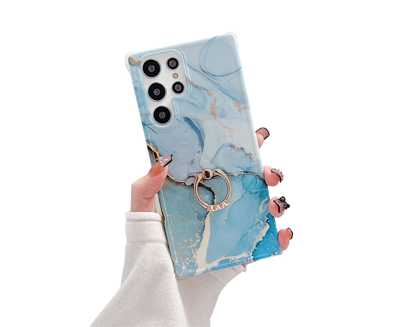 Anymob Samsung Phone Case Neon Blue Crack Granite Marble For S22 Ultra S21 Plus S20 FE S10 A51 A71 A50 A30S Note 10 20-Mobile Phone Cases-PEROZ Accessories