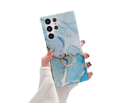 Anymob Samsung Phone Case Neon Blue Crack Granite Marble For S22 Ultra S21 Plus S20 FE S10 A51 A71 A50 A30S Note 10 20-Mobile Phone Cases-PEROZ Accessories