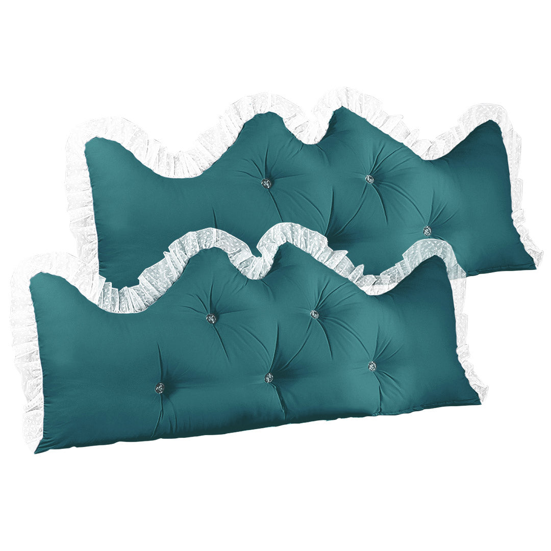 SOGA 2X 120cm Blue Green Princess Bed Pillow Headboard Backrest Bedside Tatami Sofa Cushion with Ruffle Lace Home Decor-Headboard Pillow-PEROZ Accessories