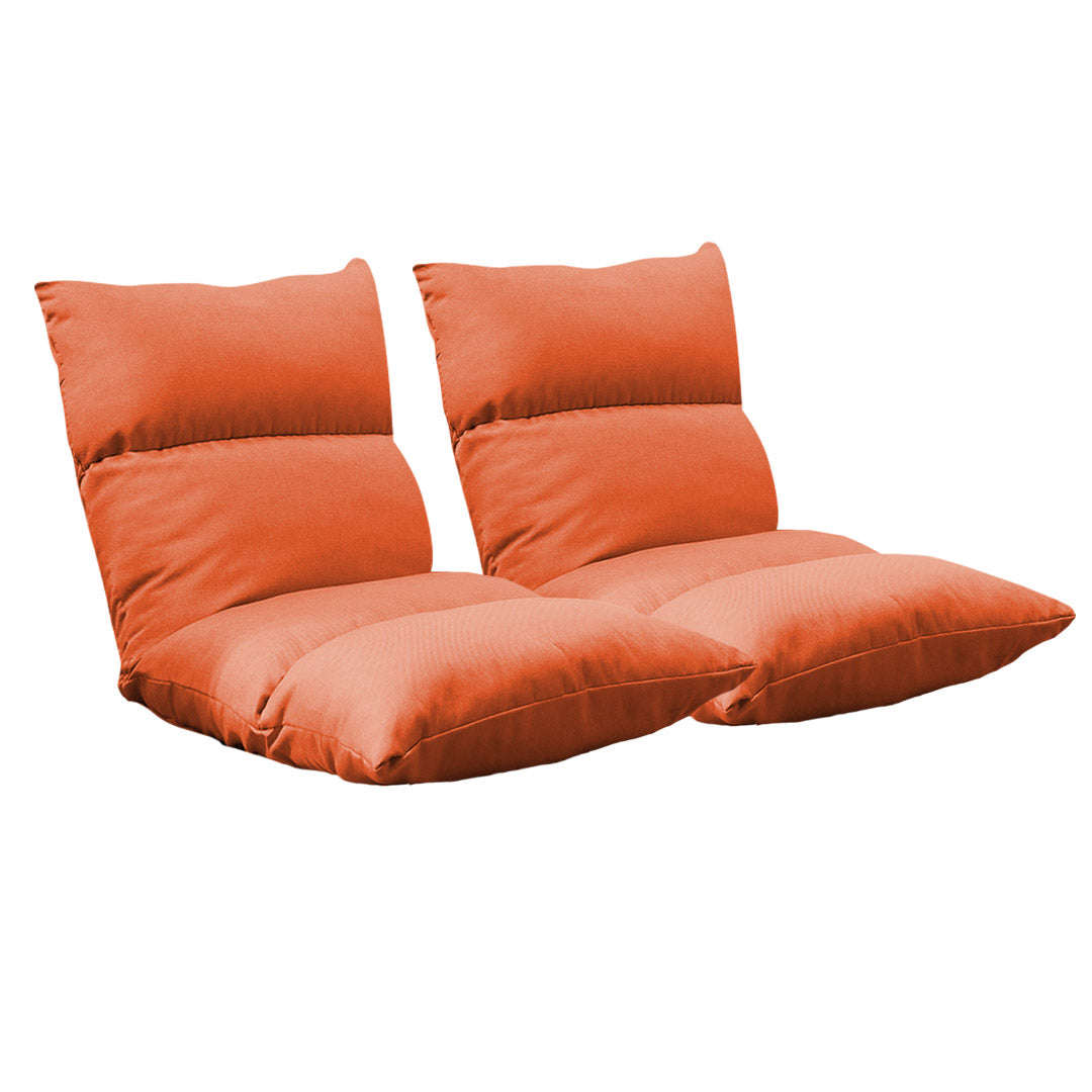 SOGA 2X Lounge Floor Recliner Adjustable Lazy Sofa Bed Folding Game Chair Orange-Recliner Chair-PEROZ Accessories