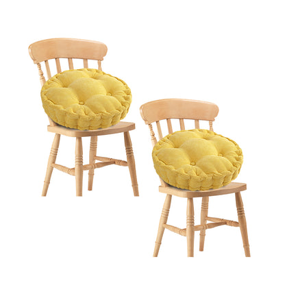 SOGA 2X Yellow Round Cushion Soft Leaning Plush Backrest Throw Seat Pillow Home Office Decor-Recliner Chair-PEROZ Accessories