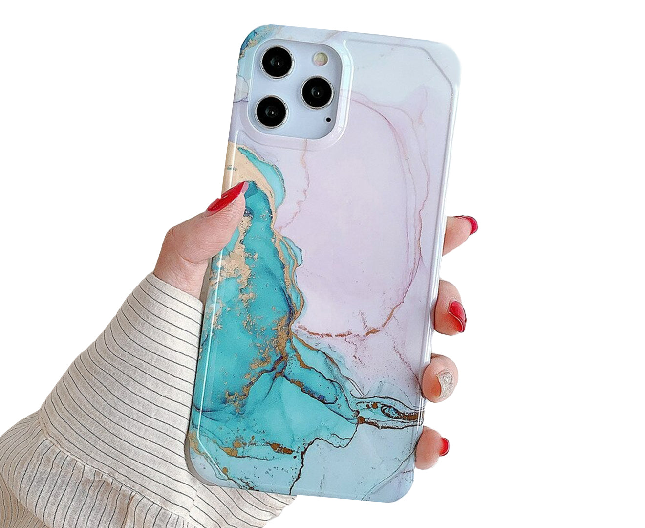 Anymob iPhone Case Lavender Blue Marble Painting Pattern Soft Silicone Back Cover- Apple iPhone 11 Pro Max Plus XS XR SE 2020 12 Mini-Mobile Phone Cases-PEROZ Accessories