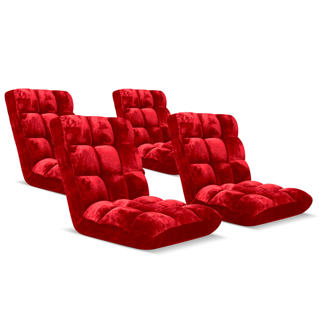 SOGA 4X Floor Recliner Folding Lounge Sofa Futon Couch Folding Chair Cushion Red-Recliner Chair-PEROZ Accessories