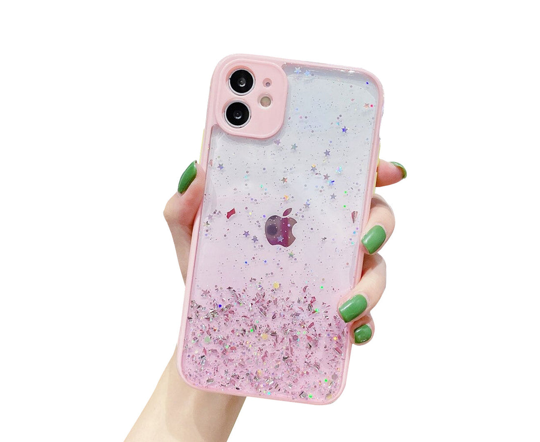 Anymob iPhone Case Pink Luxury Glitter Sequins Camera Protection Silicone For 13 11 12 Pro Max XR XS Max 7 8 Plus SE 2020-Mobile Phone Cases-PEROZ Accessories