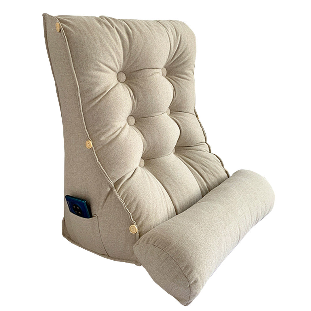 SOGA 60cm White Triangular Wedge Lumbar Pillow Headboard Backrest Sofa Bed Cushion Home Decor-Headboard Pillow-PEROZ Accessories