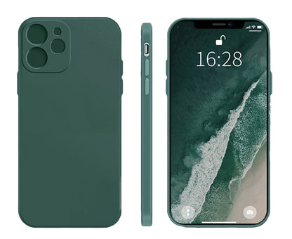 Anymob iPhone Phone Case Green Full Lens Protection Square Silicone Cover For IOS 13 11 12 Pro Max Mini X XS Max XR 7 8 6 6S Plus SE Compatible-Mobile Phone Cases-PEROZ Accessories