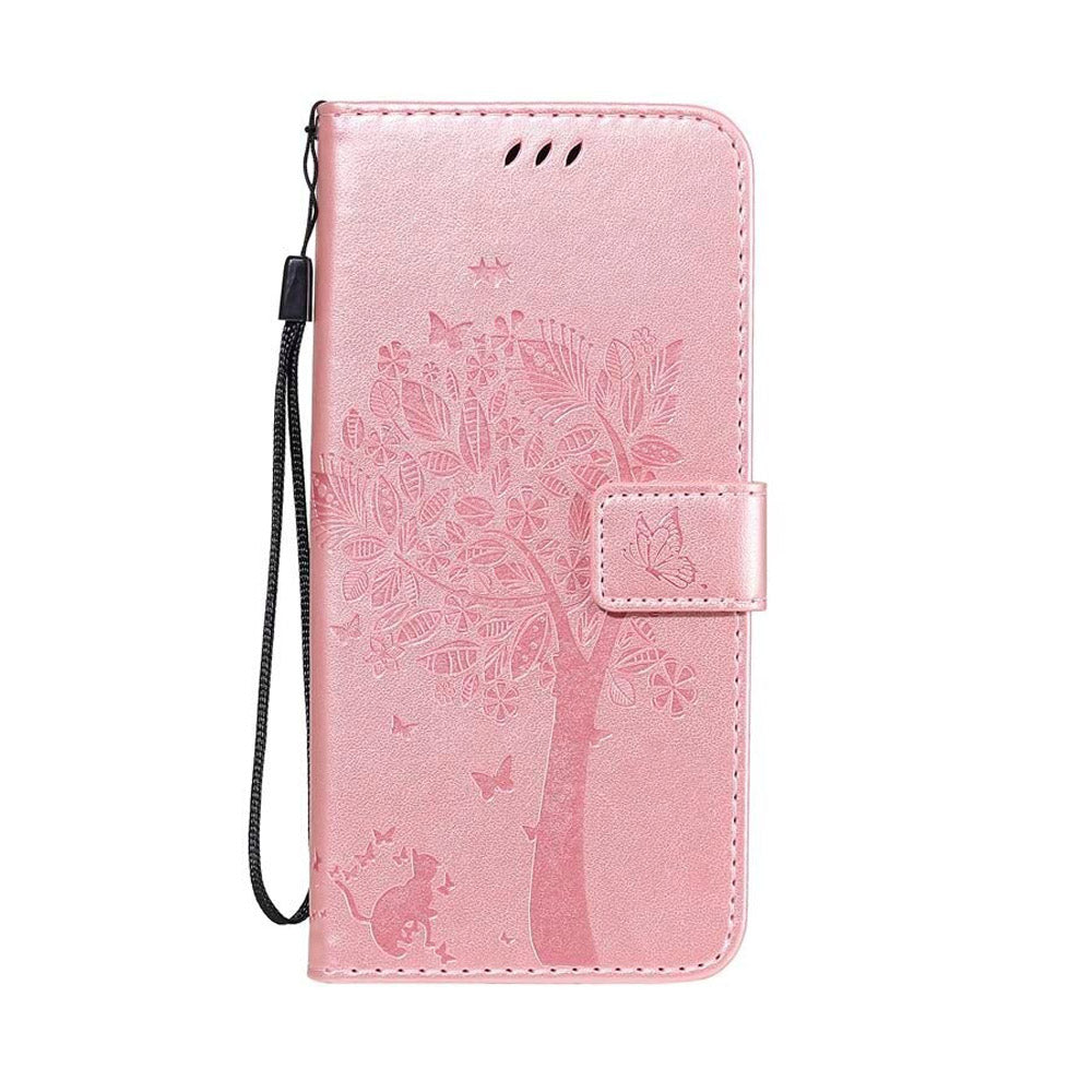 Anymob Samsung Case Baby Pink 3D Tree Flip Leather Phone Magnetic Wallet Stand Cover With Card Slot-Mobile Phone Cases-PEROZ Accessories
