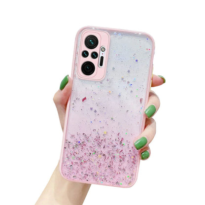 Anymob Xiaomi Phone Case Pink Gradient Sequins Glitter Silicone Mobile Cover- Note 10 9 8 Pro 10S 9A 9C 9T Mi 11 Lite Poco X3 F3 M3-Mobile Phone Cases-PEROZ Accessories