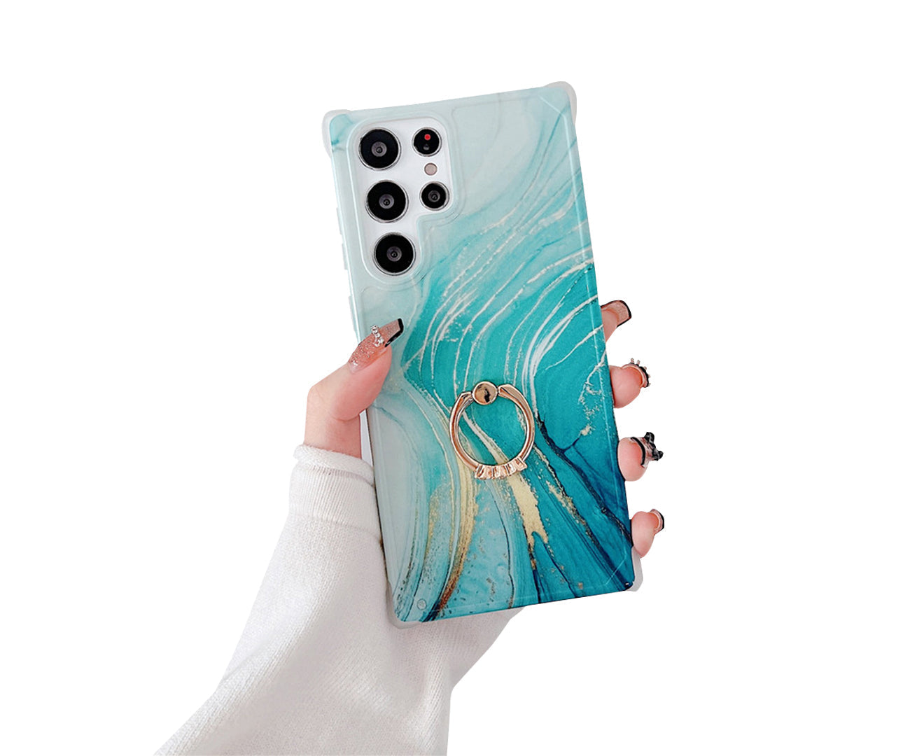 Anymob Samsung Phone Case Aquamarine Crack Granite Marble For S22 Ultra S21 Plus S20 FE S10 A51 A71 A50 A30S Note 10 20-Mobile Phone Cases-PEROZ Accessories