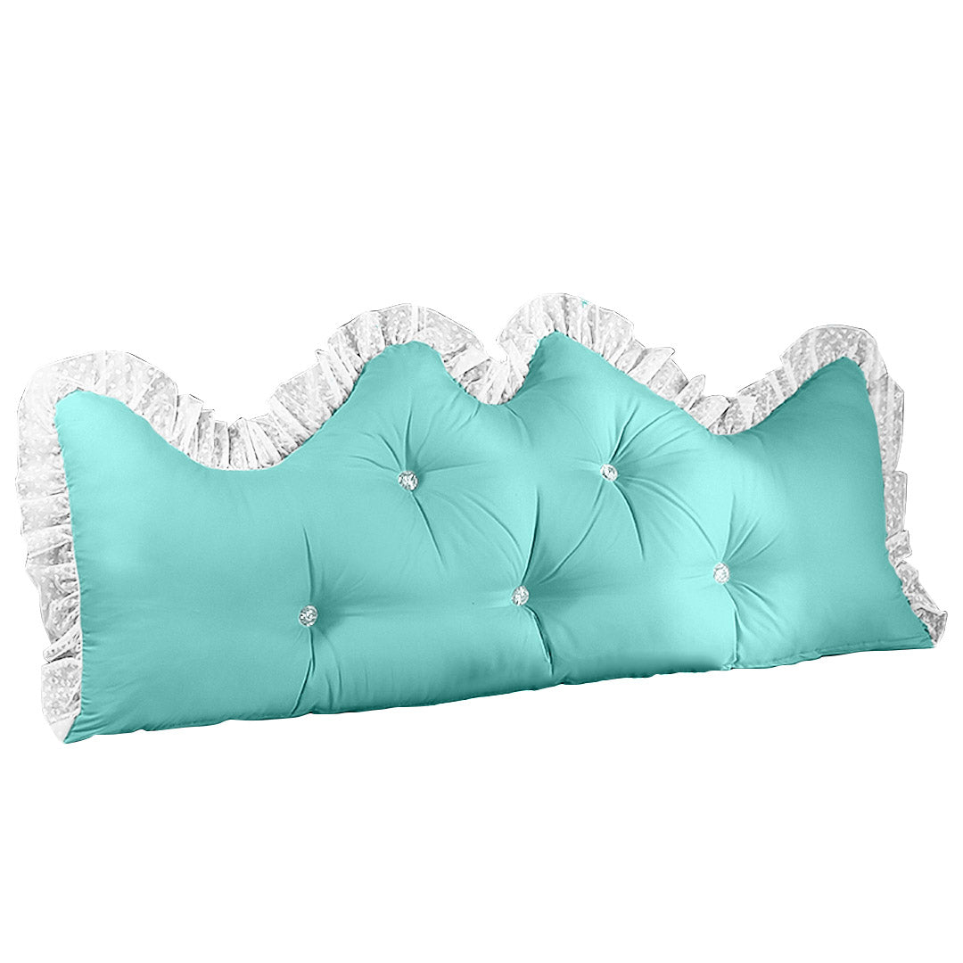 SOGA 180cm Light Blue Princess Bed Pillow Headboard Backrest Bedside Tatami Sofa Cushion with Ruffle Lace Home Decor-Headboard Pillow-PEROZ Accessories