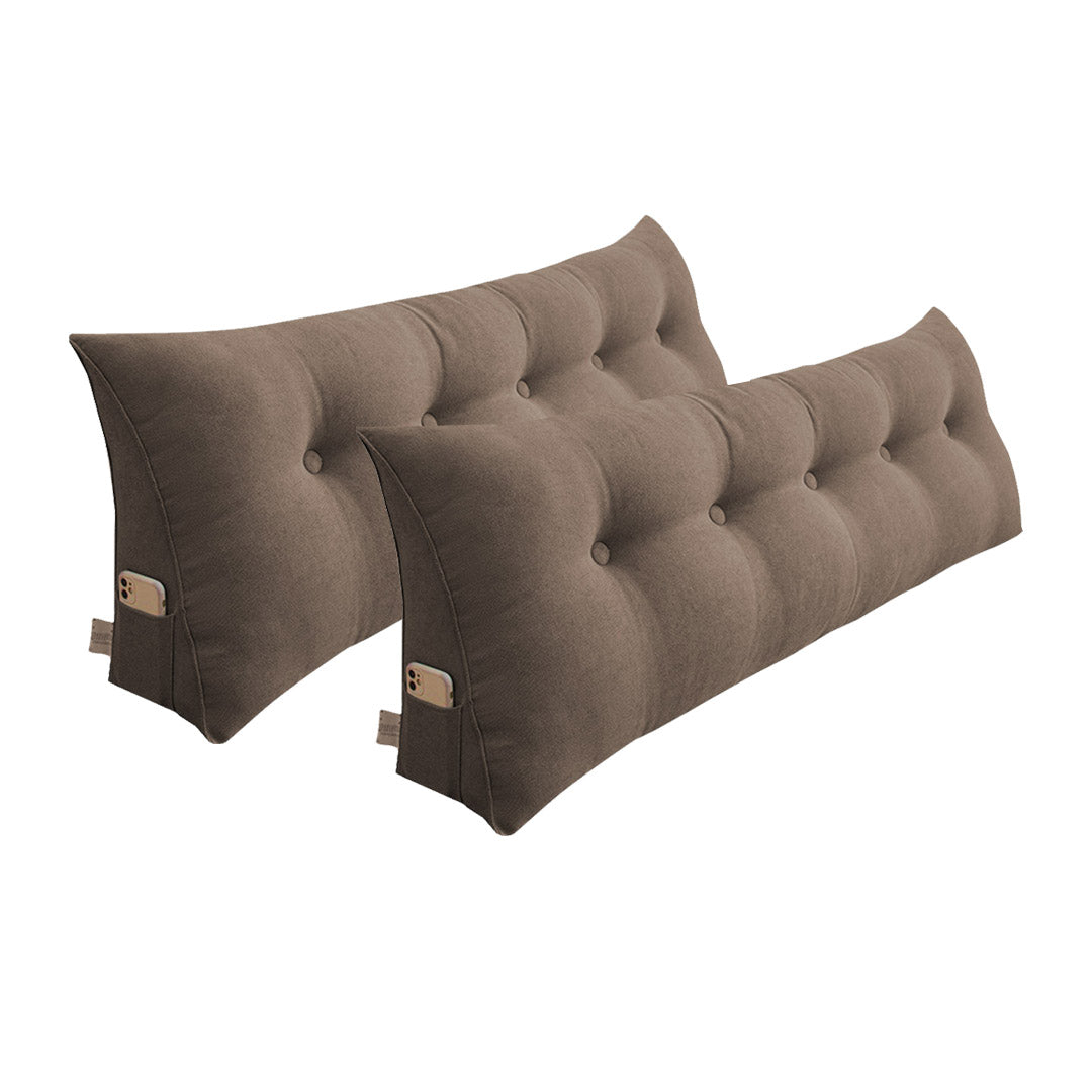 SOGA 2X 100cm Coffee Triangular Wedge Bed Pillow Headboard Backrest Bedside Tatami Cushion Home Decor-Headboard Pillow-PEROZ Accessories