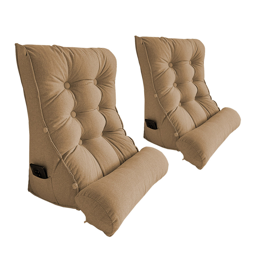 SOGA 2X 45cm Khaki Triangular Wedge Lumbar Pillow Headboard Backrest Sofa Bed Cushion Home Decor-Headboard Pillow-PEROZ Accessories