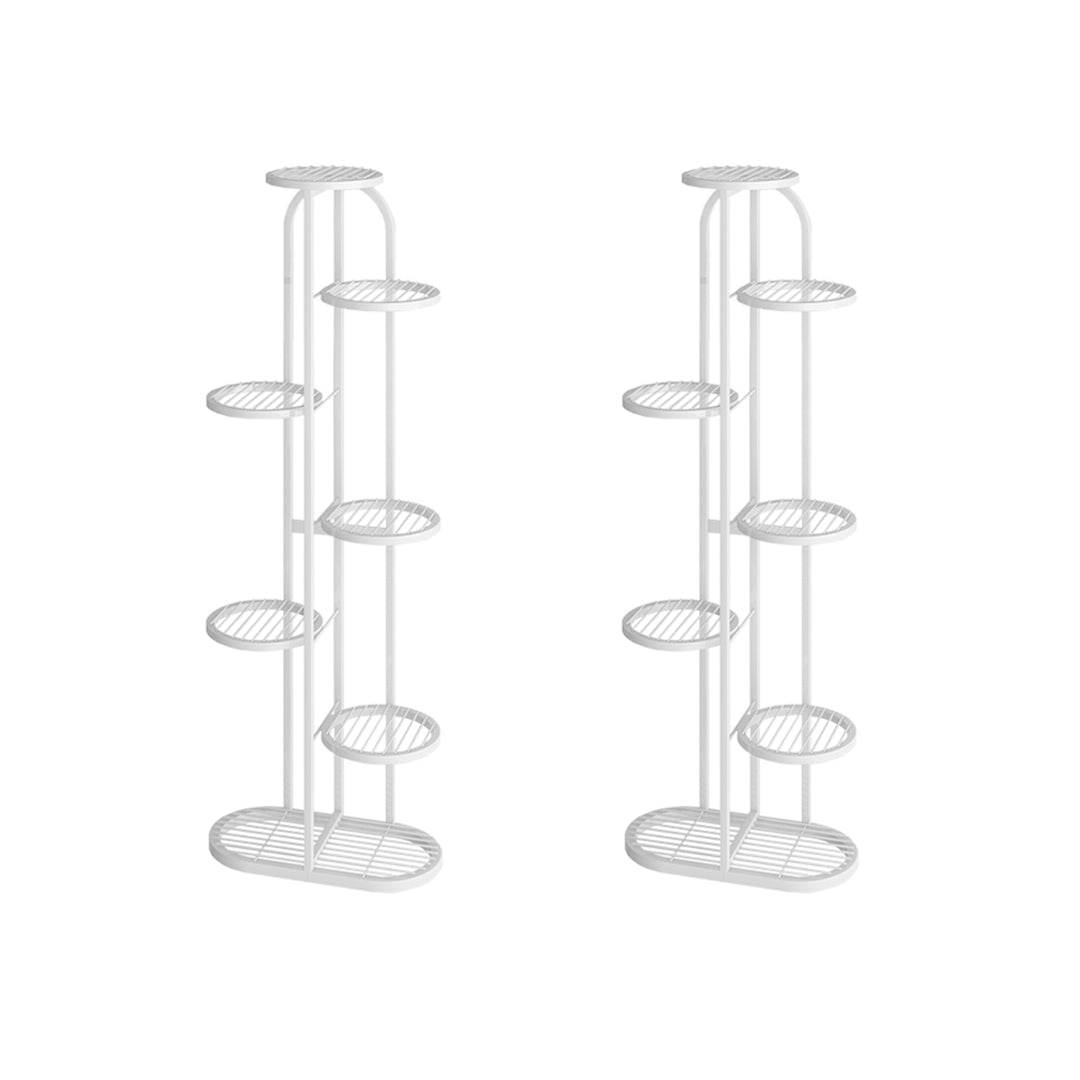 SOGA 2X 7 Tier 8 Pots White Round Metal Plant Rack Flowerpot Storage Display Stand Holder Home Garden Decor-Indoor Pots, Planters and Plant Stands-PEROZ Accessories