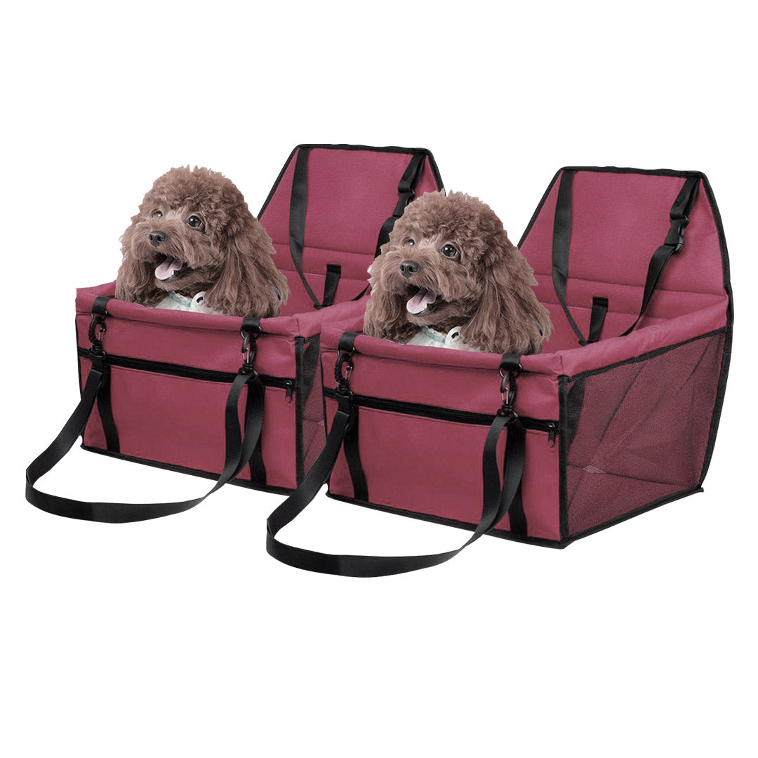 SOGA 2X Waterproof Pet Booster Car Seat Breathable Mesh Safety Travel Portable Dog Carrier Bag - Red-PEROZ Accessories