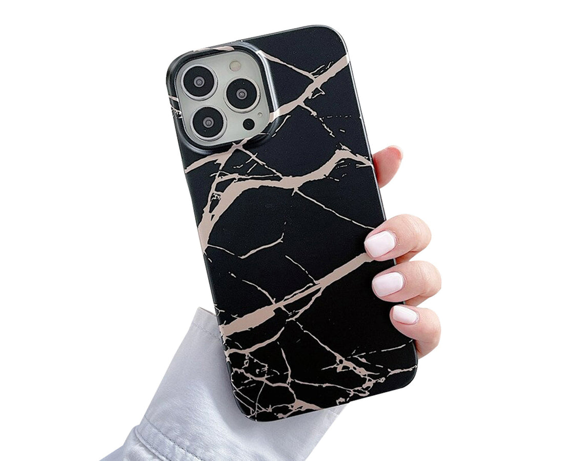 Anymob iPhone Case Black Marble Soft Silicone Shockproof Back Shell Mobile Cover iPhone 13 11 12 Pro Max XS X XR 7 8 Plus SE 2020 Compatible-Mobile Phone Cases-PEROZ Accessories