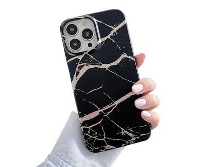 Anymob iPhone Case Black Marble Soft Silicone Shockproof Back Shell Mobile Cover iPhone 13 11 12 Pro Max XS X XR 7 8 Plus SE 2020 Compatible-Mobile Phone Cases-PEROZ Accessories