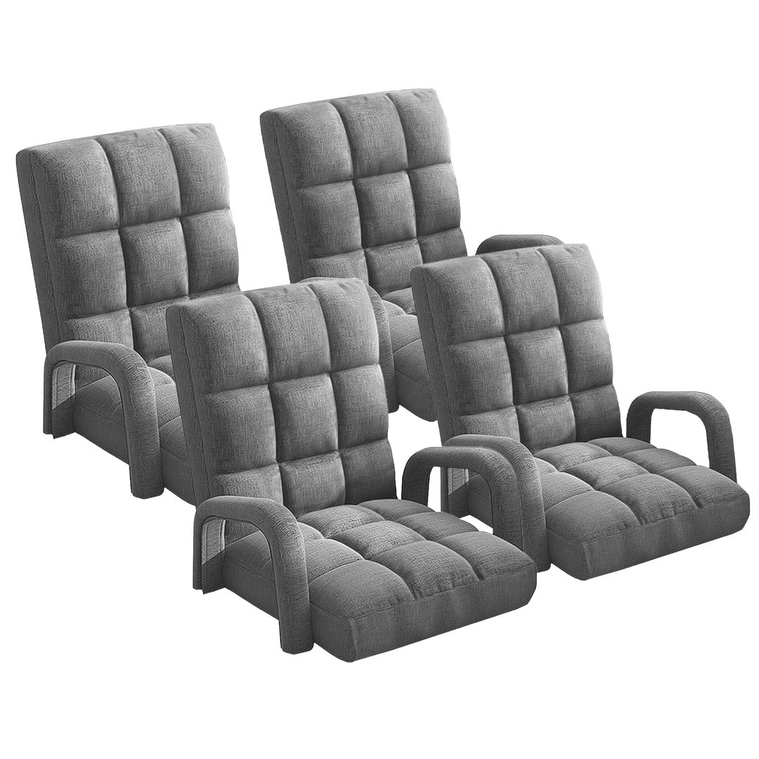 SOGA 4X Foldable Lounge Cushion Adjustable Floor Lazy Recliner Chair with Armrest Grey-PEROZ Accessories
