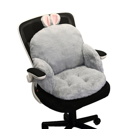 SOGA Gray Bunny Shape Cushion Soft Leaning Bedside Pad Sedentary Plushie Pillow Home Decor-Chair &amp; Sofa Cushions-PEROZ Accessories