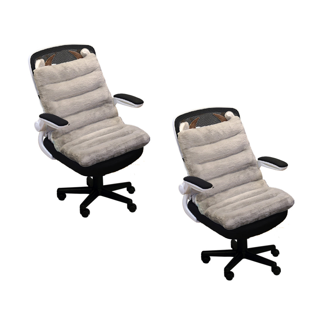 SOGA 2X Grey One Piece Siamese Cushion Office Sedentary Butt Mat Back Waist Chair Support Home Decor With Buffalo Ears-Chair &amp; Sofa Cushions-PEROZ Accessories