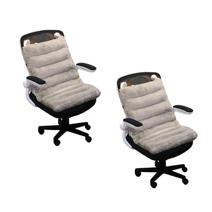 SOGA 2X Grey One Piece Siamese Cushion Office Sedentary Butt Mat Back Waist Chair Support Home Decor With Buffalo Ears-Chair &amp; Sofa Cushions-PEROZ Accessories