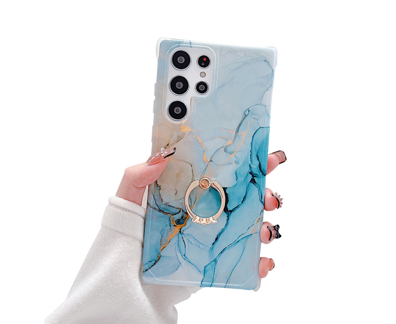 Anymob Samsung Phone Case Sky Blue Crack Granite Marble For S22 Ultra S21 Plus S20 FE S10 A51 A71 A50 A30S Note 10 20-Mobile Phone Cases-PEROZ Accessories
